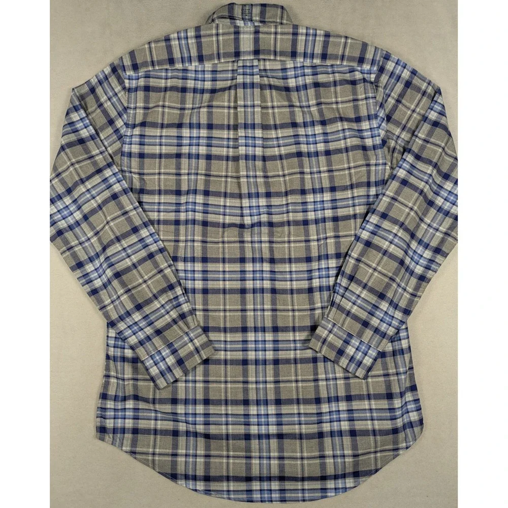 NEW Polo Ralph Lauren Mens Classic Fit Plaid Button Down Shirt Blue Grey Medium